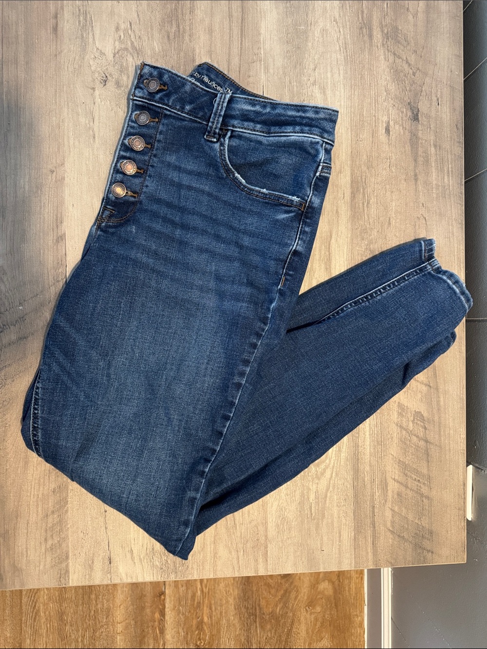 Maurices Dark Blue High-Rise Button-Fly Jeggings Size L